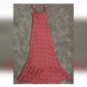 Vici Red Ruffle Floral Maxi dress small
